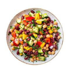 Bowl of Bean Salad Isolated on a Transparent Background 