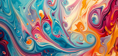 Swirls of vibrant oil paint converge and diverge, forming a kaleidoscope of abstract patterns.