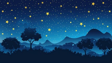 fantasy night landscape with stars in the sky
