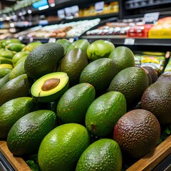 Fresh avocado in a fruit section in super market
