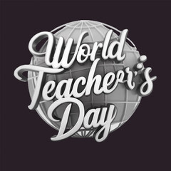 Free Vector World teacher's day lettering white background, generative Ai