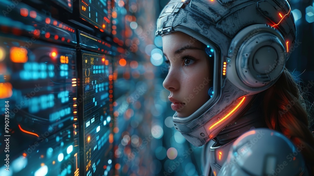 Aufkleber AI robot trader analysing charts in the stock market. Robot trader assistant on the forex market. Trading AI robot developing trading strategies. AI robot trader analysing charts in the stock market.