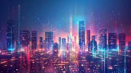 Obraz premium Digital network city image
