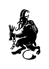 scary kraspus, black silhouette isolated on white