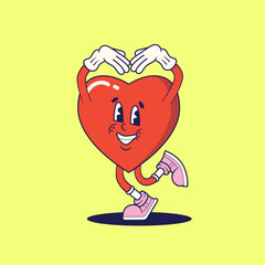 Love Heart Expression Mascot Retro Illustration