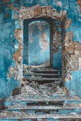 A desolate futuristic city in shades of blue, a canvas of chaos where humanity struggles to survive amongst ruins. Hope flickers amidst despair.