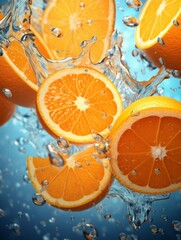 Fresh juicy wet lemons in water drops, fruit and leaves with water drops. Citrus fruits on green background. Summer design. 