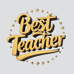 Free Vector Hand drawn best teacher text design white background, Generated Ai 