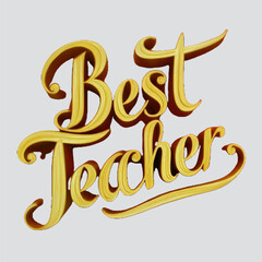 Fototapeta premium Free Vector Hand drawn best teacher t shirt text design white background, Generative Ai