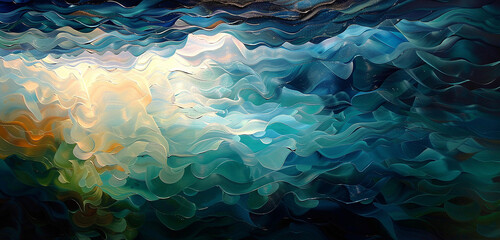Translucent layers of oil paint create a luminous and dynamic backdrop, inviting viewers into its...