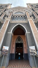 Chanthaburi, Thailand - Feb 20, 2024 : Facade Maephra Patisonti Niramon Church, the old Catholic...