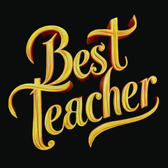 Free Vector Hand drawn best teacher t shirt text design white background, Generative Ai