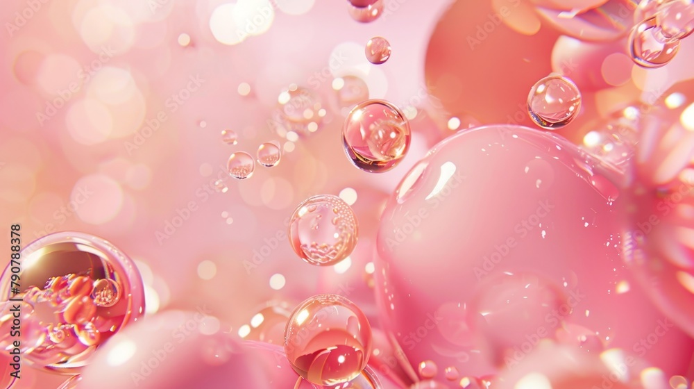 Aufkleber a bokeh background of beautiful crystal glass for cosmetic products. a top view of a 3d rendering.