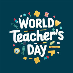 Fototapeta premium Free Vector World teacher's day T shirt design generative Ai