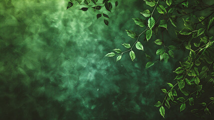 Obraz na płótnie Canvas Green leaves on grunge background with space for text or image.