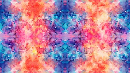 A watercolor paper texture background with a boho tie-dye design. Hippie style. Textile effect. Shibori style.