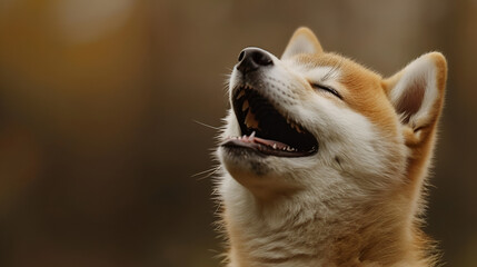 Funny photo of the Akita inu dog, generative ai