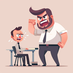 Aggressive angry annoyed boss man character