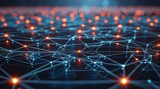 Technology mesh network with nodes, IoT concept