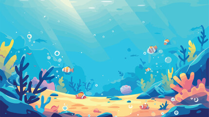 Fototapeta na wymiar Cartoon sea bottom background for game design. Unde