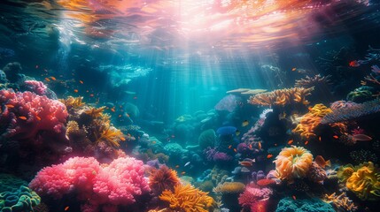 Vibrant Coral Reef Ecosystem, generative ai - obrazy, fototapety, plakaty