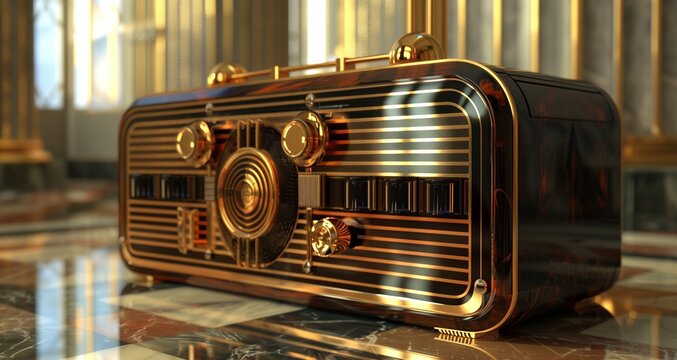 Art Deco 3D render classic radio set