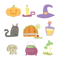 Fototapeta premium Set of pictures for halloween. Celebrate halloween 
