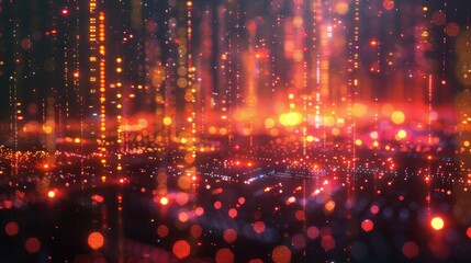 Obraz premium Luminous digital grid with floating data points