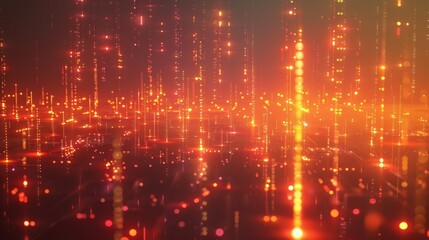 Obraz premium Luminous digital grid with floating data points