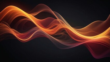 Abstract Wave Patterns Flowing in Warm Colors Against Dark Backdrop. Futuristic Artistic Concept.