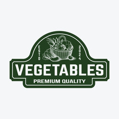 Fresh natural vegetable logo template design retro vintage badge