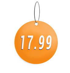 Obraz na płótnie Canvas Price Tag displaying value of 17.99. 