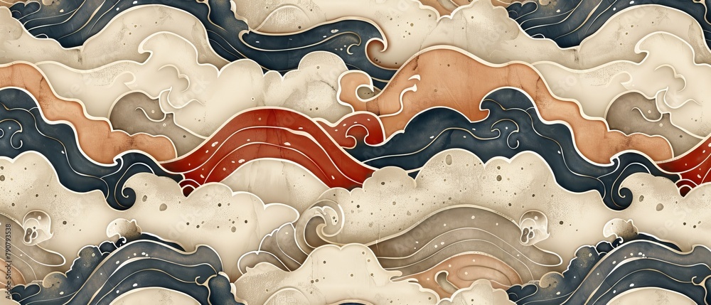 Poster a japanese background modern with asian icons. traditional oriental poster design. abstract pattern 
