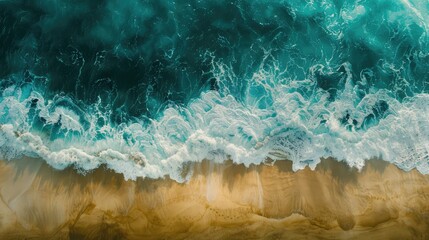 Top-down view of blue sea waves. AI generated.
