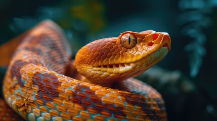 Close-up photo of a brown snake. AI generated.