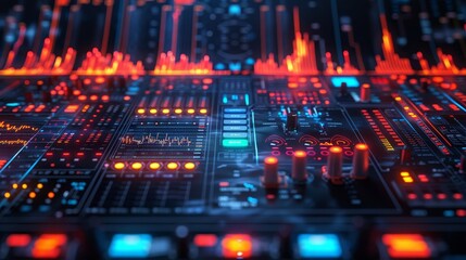 Audio spectrum analyzer on a dark digital screen