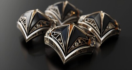 Art Deco 3D render geometric jewelry design