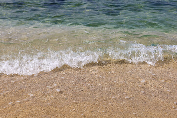 view of beautiful tropical beach and sea in sunny day. Beach sea copy space for text