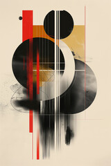Modern abstract with geometric and paint streaks