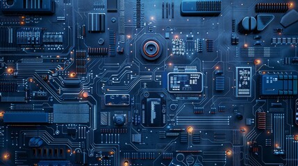Fototapeta premium Abstract tech blueprint, circuit board layout