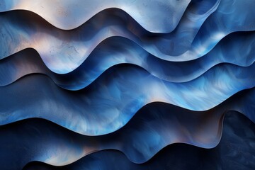 Abstract image of blue wavy patterns with light effects, giving an impression of ocean waves at...