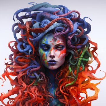 Illustration of Medusa on a White Background