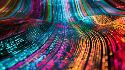 Colorful abstract digital lines and numbers