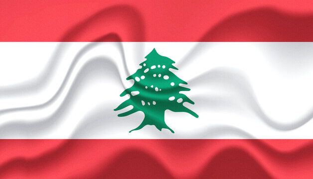 Lebanon national flag in the wind illustration image
