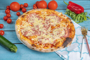 pizza with vegetables and cheese