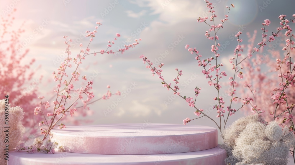 Aufkleber This is a perfect backdrop for displaying your products with its natural beauty and the background is a dreamy sky in 3D...