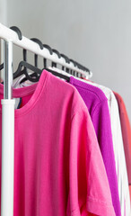 women's clothing in pink  trendy colors on a hanger - 790798191