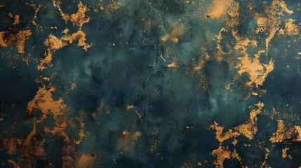 Modern art mural wallpaper. Gold wallpaper with black and golden background. Grunge wall art design with dark blue and green colors. Modern illustration of modern art mural wallpaper. - obrazy, fototapety, plakaty