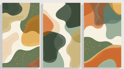 Art brush modern collection with earth tones - ideal for wall framed prints, canvas prints, posters, home decor, covers, and wallpapers. A modern illustration of abstract wall arts.