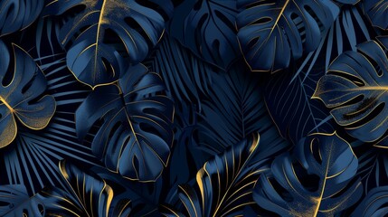 An exotic tropical modern background with a split-leaf Philodendron plant and monstera plant line art. Purple floral pattern with black split-leaf Philodendron plant.